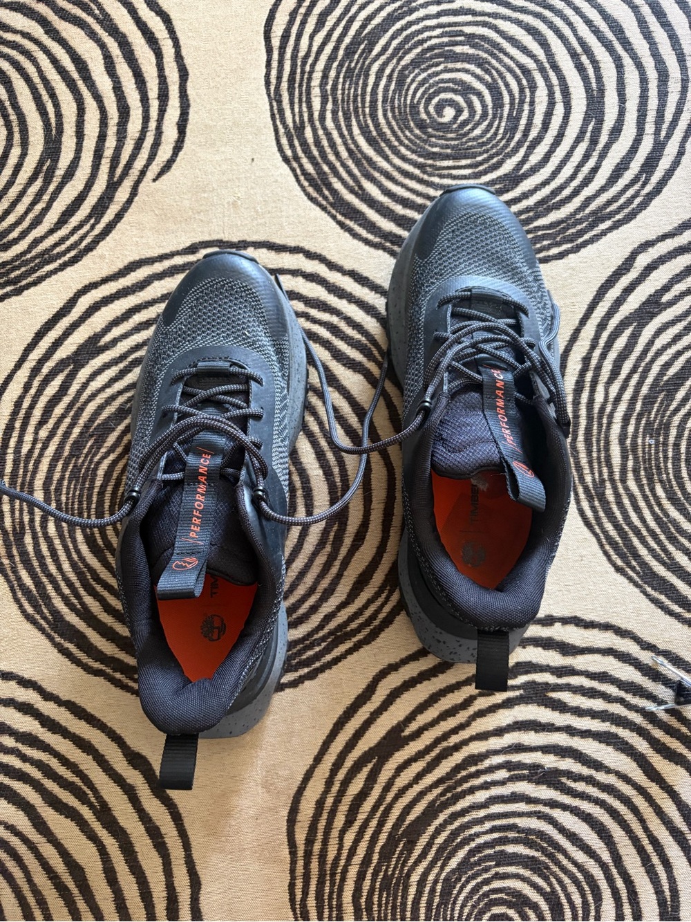 Timberland Men's Dark Gray Mesh Athletic Sneakers with Orange Insoles